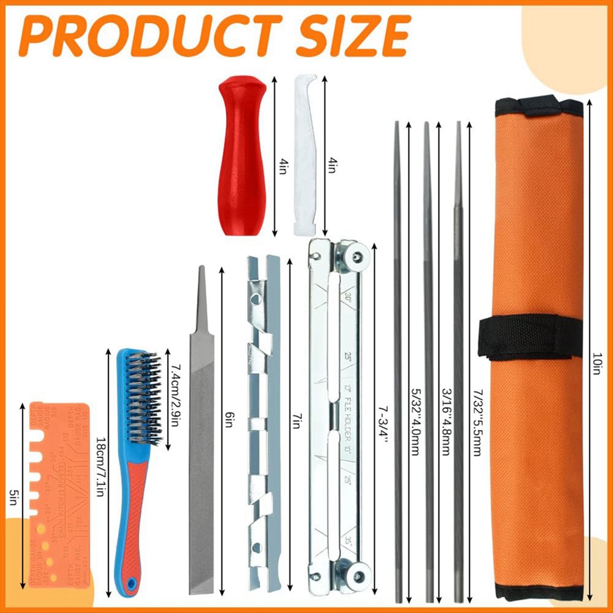 Chainsaw File Kit Round - A013 Saw Chain File Set 4.0/4.8/5.5