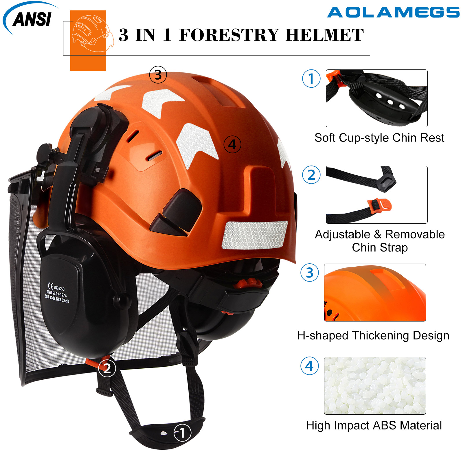 ABS Forestry Safety Helmet Wit - Chainsaw Safety Chaps ulasan dan harga