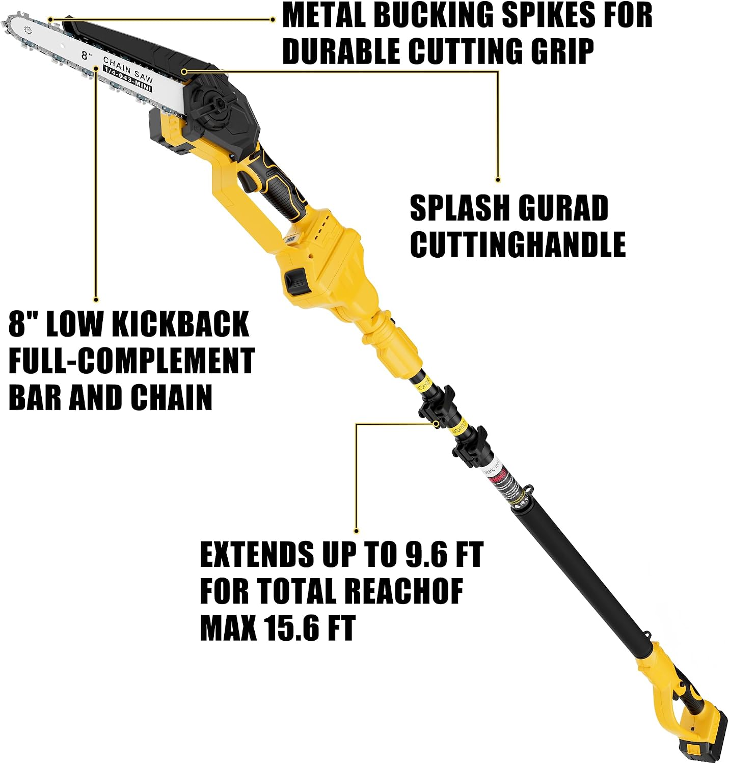 2 In 1 Cordless Pole Saw Compa - Brushless Chainsaw 8 Inch 20V ulasan dan harga