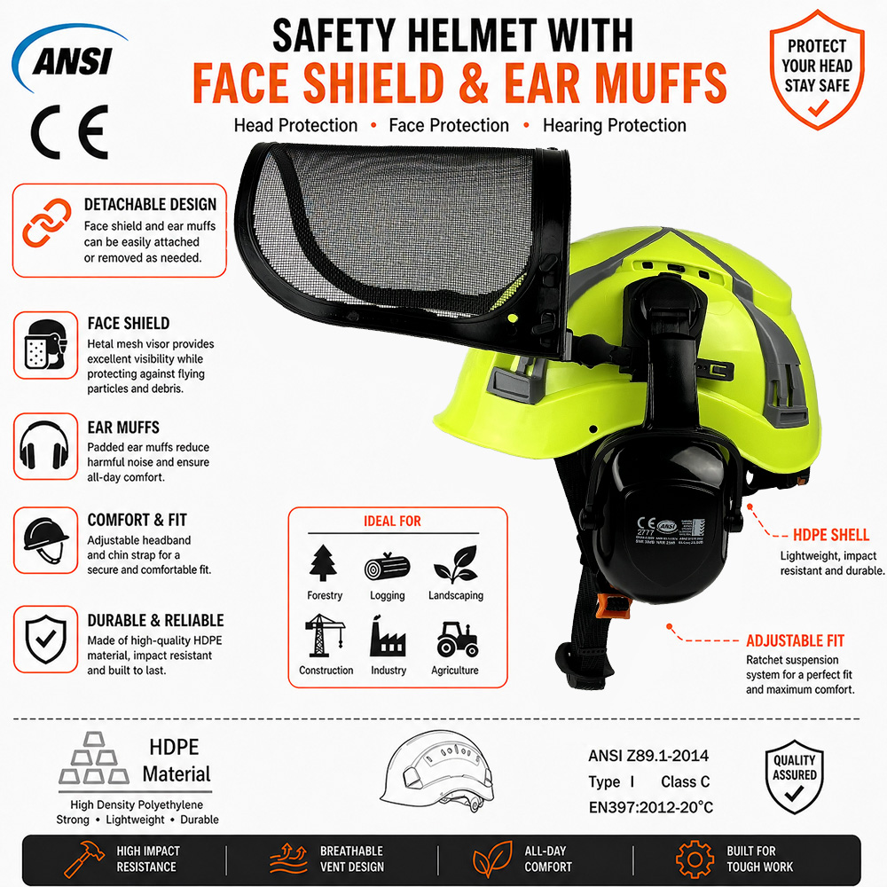 CE ANSI Forestry Safety Helmet - Chainsaw Safety Chaps ulasan dan harga