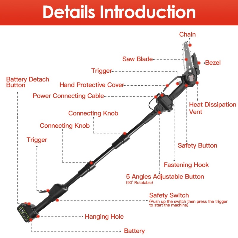2 in 1 Cordless Pole Saw and M - Battery Chainsaw 2 Battery Kit ulasan dan harga