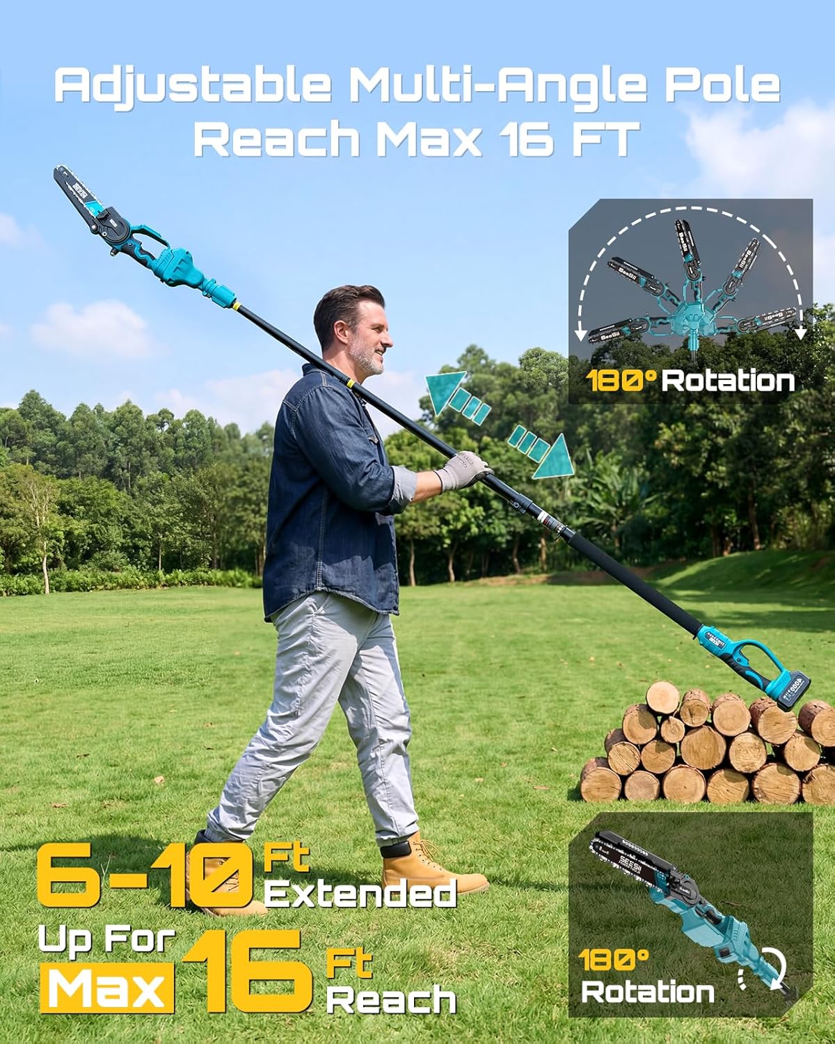 SEESII 8'' Polesaw Brushless E - Pole Saw Cordless Telescopic ulasan dan harga